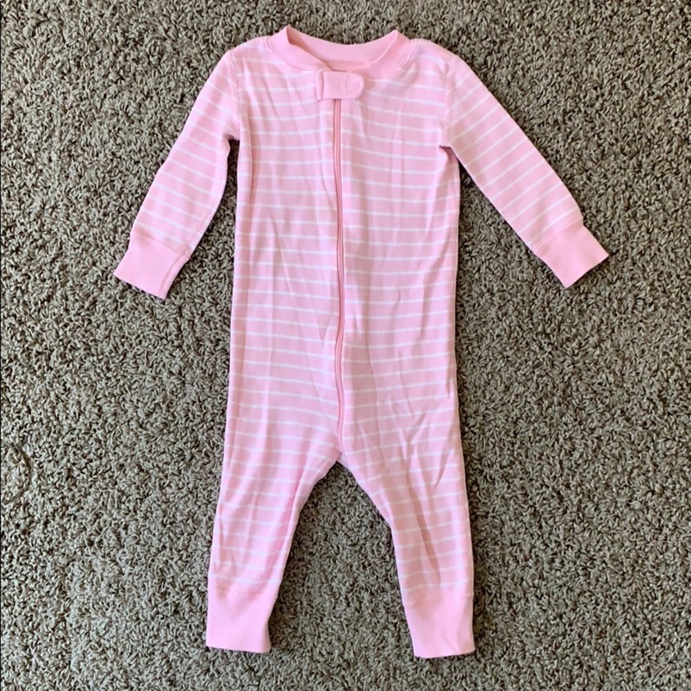 Hanna Andersson pink stripe sleeper 75 12-18 month
